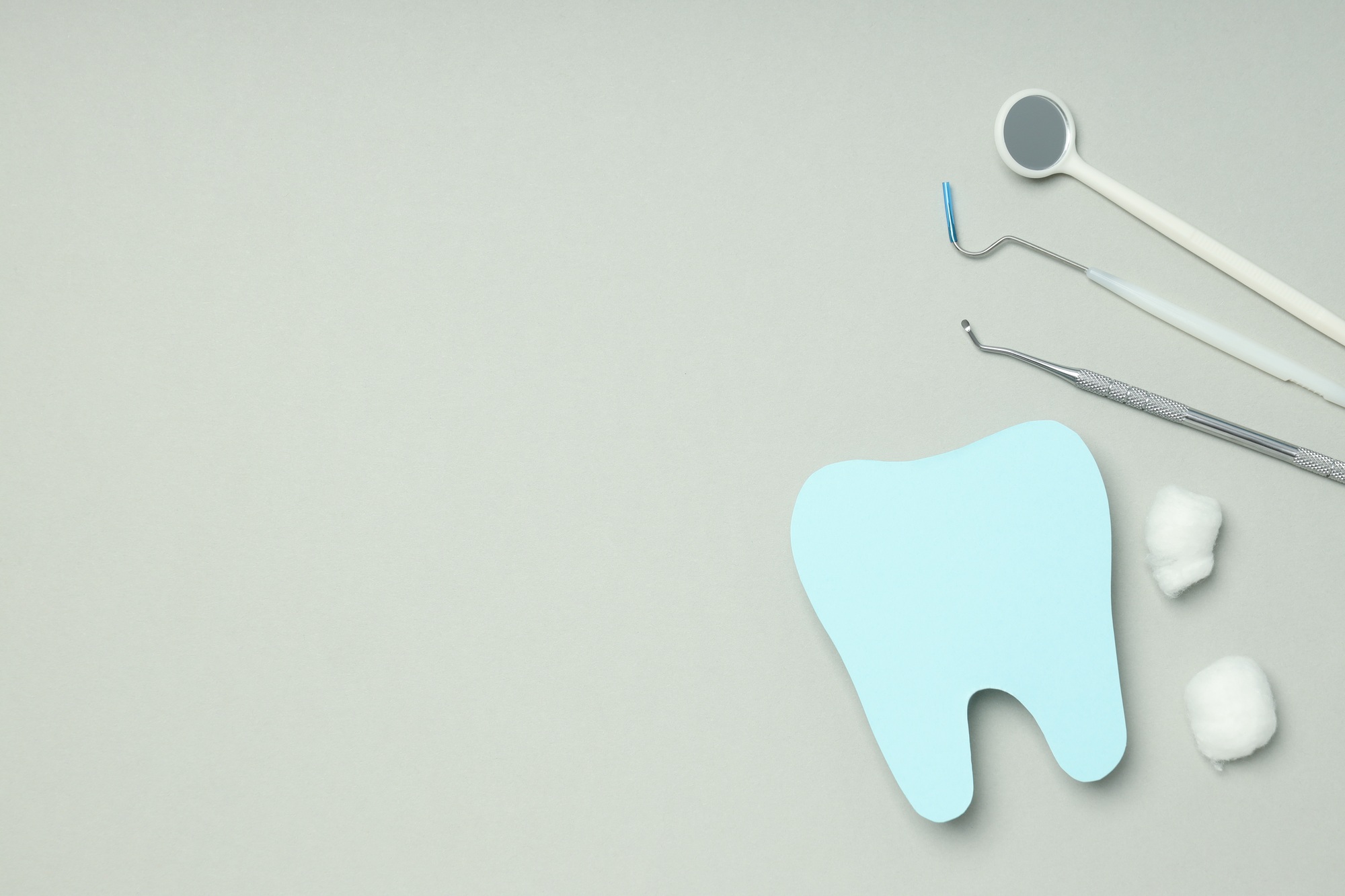 Concept of tooth treatment and dental care, space for text